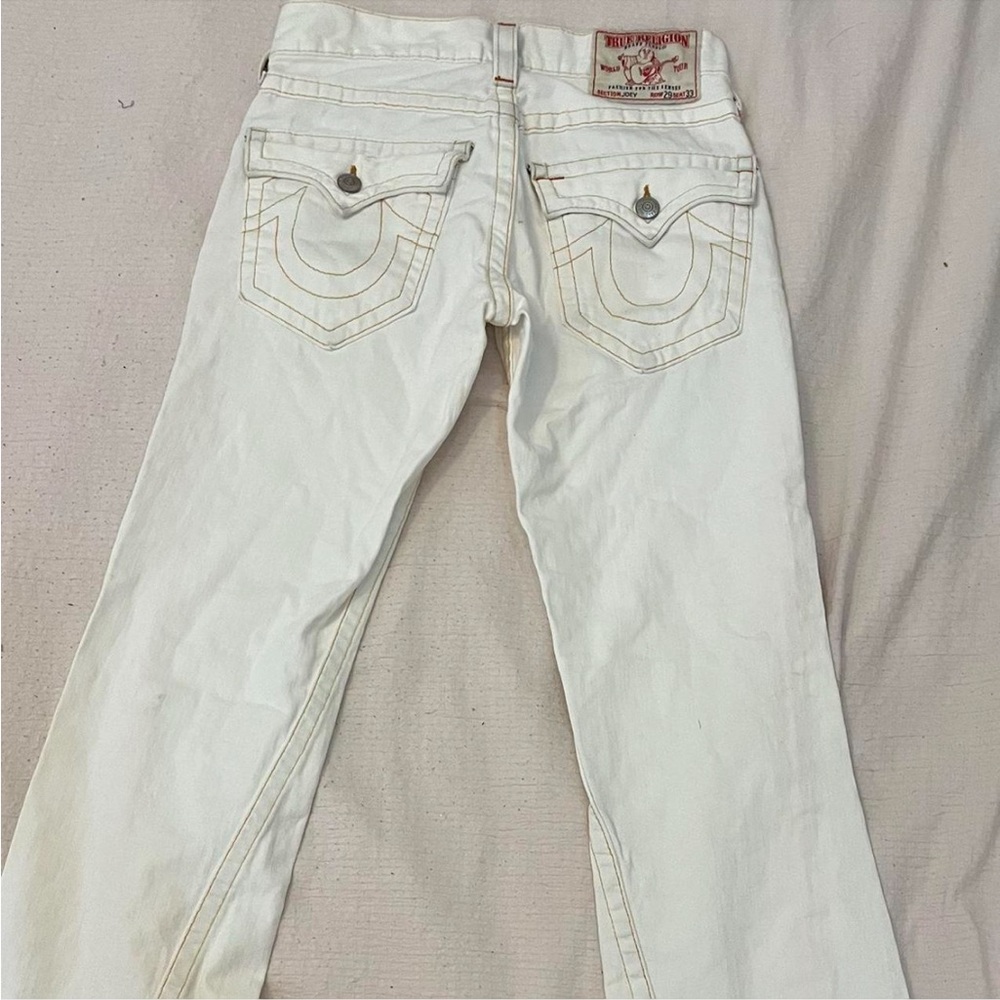 True Religion Cream Jeans with Signature Stitching sz 28